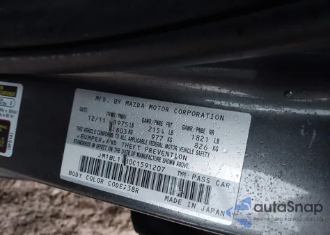 2012 Mazda Mazda3 I Touring from USA, damaged, VIN JM1BL1V80C1591207